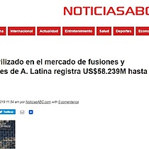 Capital movilizado en el mercado de fusiones y adquisiciones de A. Latina registra US$58.239M hasta agosto